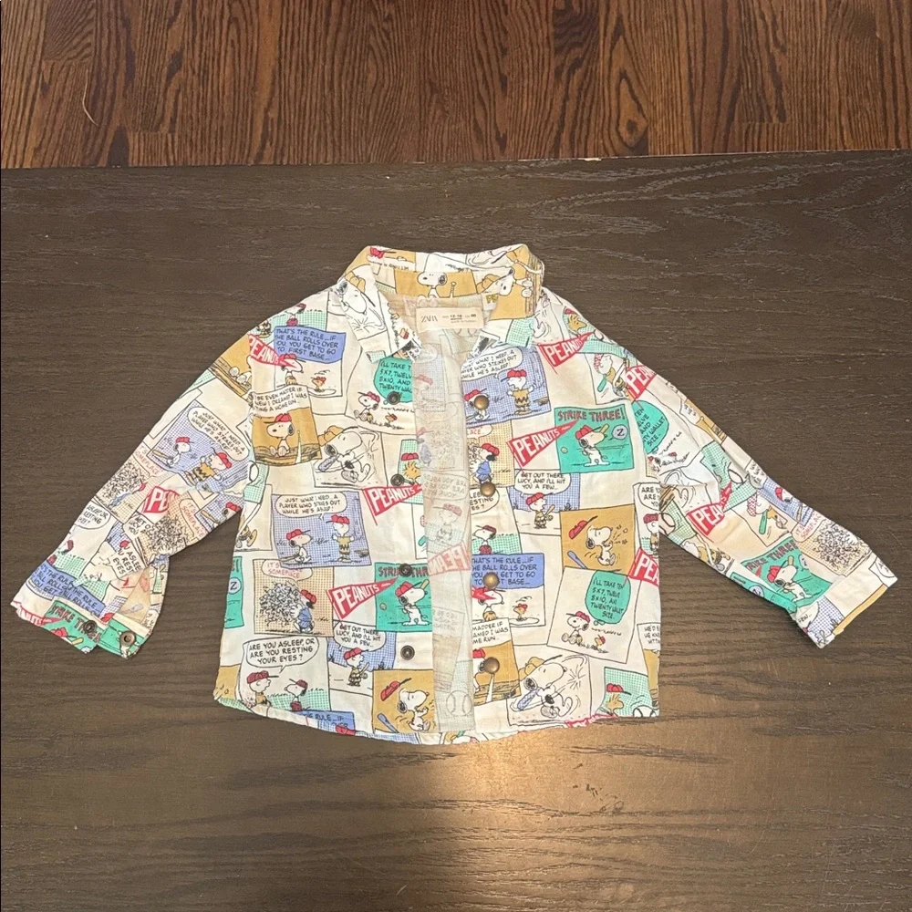 Zara Peanuts Cartoon Print Shirt